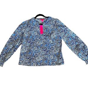 NWOT Lily Pulitzer blue and white, long sleeve top!